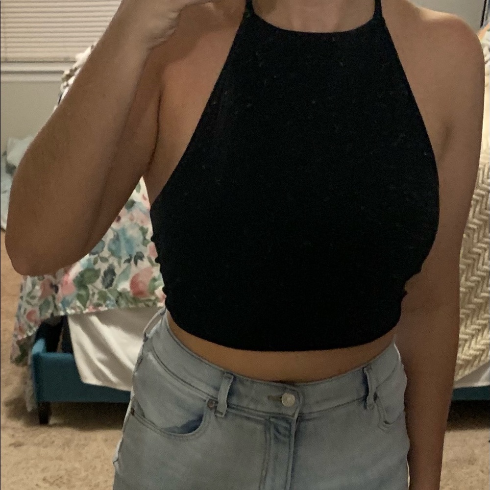 Black Halter Crop Top